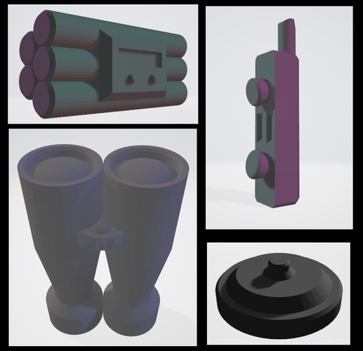 Bomb, radio, binocular, mine 3D Print 521463