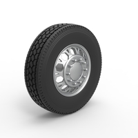 Front custom wheel of semi truck Version 23 Scale 1:25 - Thumbnail 2