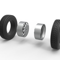 Rear custom wheel of semi truck Version 23 Scale 1:25 - Thumbnail 9