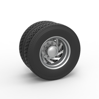 Small Rear custom wheel of semi truck Version 24 Scale 1:25 3D Printing 521753