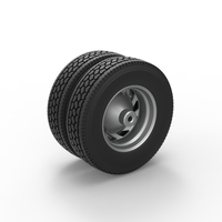 Rear custom wheel of semi truck Version 24 Scale 1:25 - Thumbnail 8