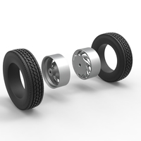 Rear custom wheel of semi truck Version 24 Scale 1:25 - Thumbnail 10