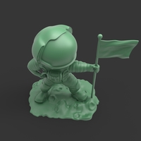 astronaut on the moon with a flag - Thumbnail 1