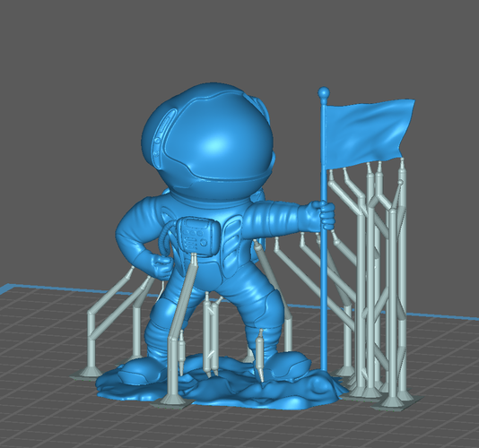 astronaut on the moon with a flag 3D Print 521893