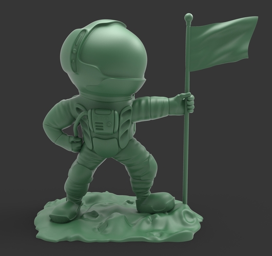 astronaut on the moon with a flag 3D Print 521894