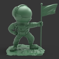 Small astronaut on the moon with a flag 3D Printing 521894