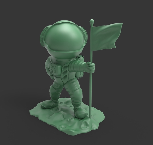 astronaut on the moon with a flag 3D Print 521895