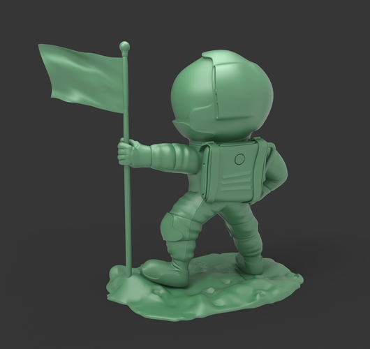 astronaut on the moon with a flag 3D Print 521896