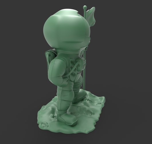 astronaut on the moon with a flag 3D Print 521897