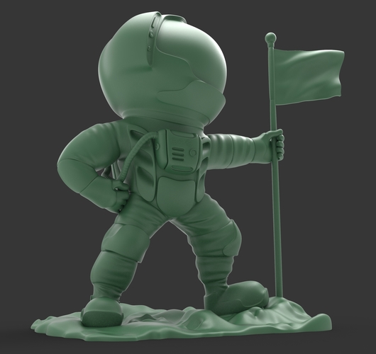 astronaut on the moon with a flag 3D Print 521898