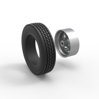 10 Triangular Hole Front wheel of semi truck V3 Scale 1:25 - Thumbnail 10