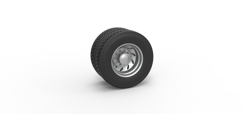 10 Triangular Hole Rear double wheel of semi truck V3 Scale 1:25