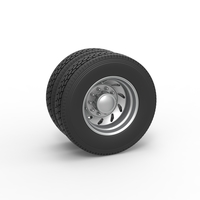 10 Triangular Hole Rear double wheel of semi truck V3 Scale 1:25 - Thumbnail 1