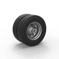 10 Triangular Hole Rear double wheel of semi truck V3 Scale 1:25 - Thumbnail 8