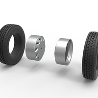 10 Triangular Hole Rear double wheel of semi truck V3 Scale 1:25 - Thumbnail 9