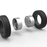 10 Triangular Hole Rear double wheel of semi truck V3 Scale 1:25 - Thumbnail 10