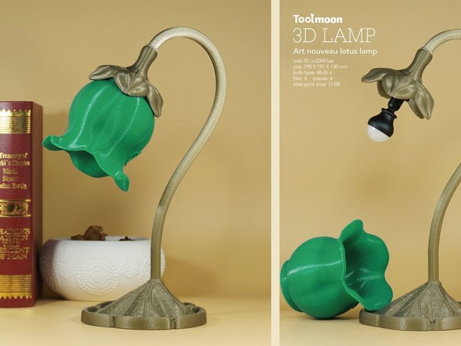 art nouveau lotus lamp 3D Print 52343