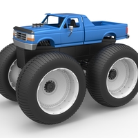 Small Vintage Monster Truck Scale 1:25 3D Printing 523751