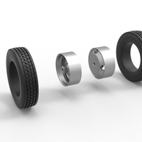 4 Hole rear double wheel of old school truck 1:25 - Thumbnail 10