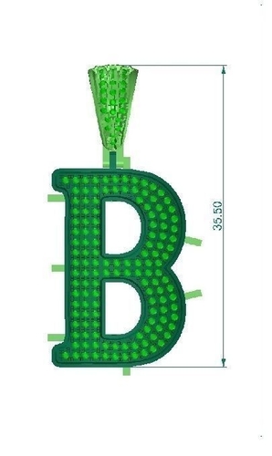 B ALPHABET PENDANT WITH ROUND DIAMOND 3D Print 524228