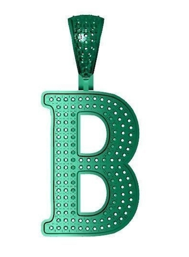 3D Printed B ALPHABET PENDANT WITH ROUND DIAMOND By Vr3d | Pinshape