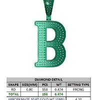 B ALPHABET PENDANT WITH ROUND DIAMOND - Thumbnail 8