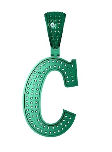 C ALPHABET PENDANT WITH ROUND DIAMOND  3D Print 524255