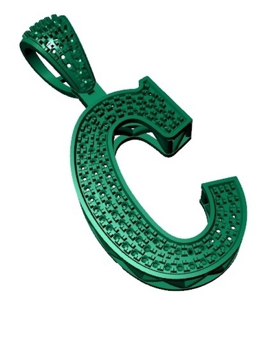 C ALPHABET PENDANT WITH ROUND DIAMOND  3D Print 524256