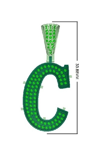 C ALPHABET PENDANT WITH ROUND DIAMOND  3D Print 524262