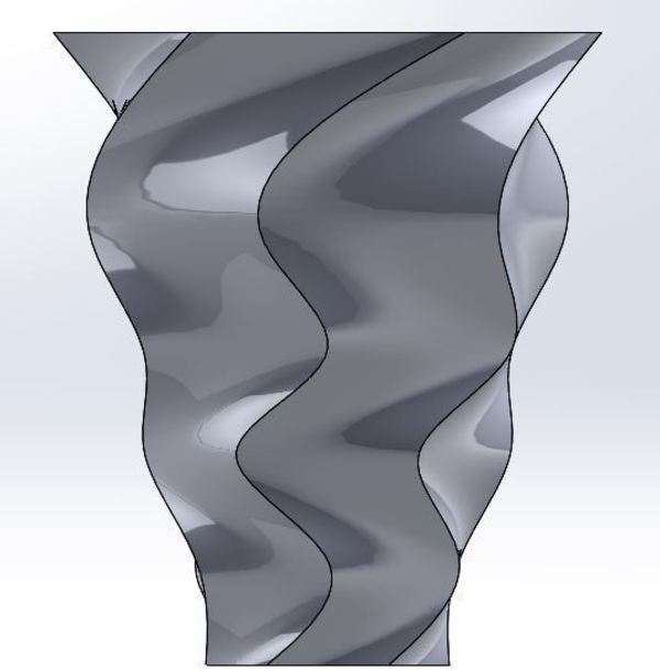 Spiral vase 6 edges with twist