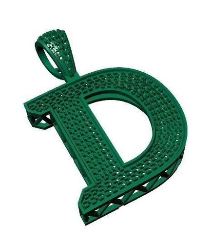 D ALPHABET PENDANT WITH ROUND DIAMOND 3D Print 524768