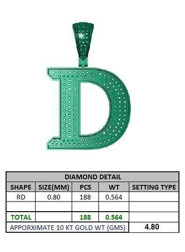 D ALPHABET PENDANT WITH ROUND DIAMOND 3D Print 524772