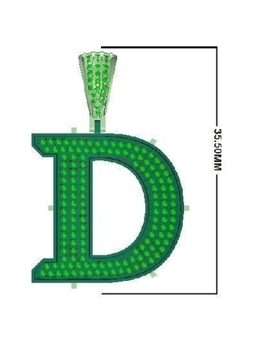 D ALPHABET PENDANT WITH ROUND DIAMOND 3D Print 524773