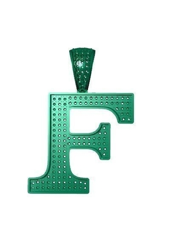 F ALPHABET PENDANT WITH ROUND DIAMOND 3D Print 524783