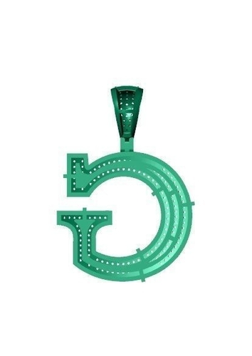 G ALPHABET PENDANT WITH ROUND DIAMOND 3D Print 524794