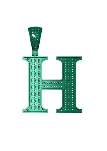 H ALPHABET PENDANT WITH ROUND DIAMOND 3D Print 524796