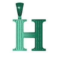 Small H ALPHABET PENDANT WITH ROUND DIAMOND 3D Printing 524796