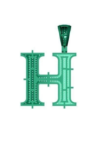 H ALPHABET PENDANT WITH ROUND DIAMOND 3D Print 524800