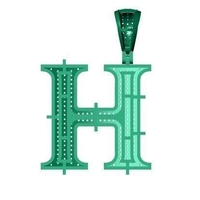 H ALPHABET PENDANT WITH ROUND DIAMOND - Thumbnail 5