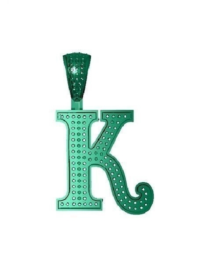 K ALPHABETS  PENDANT  WITH ROUND DIAMMOND 3D Print 524814