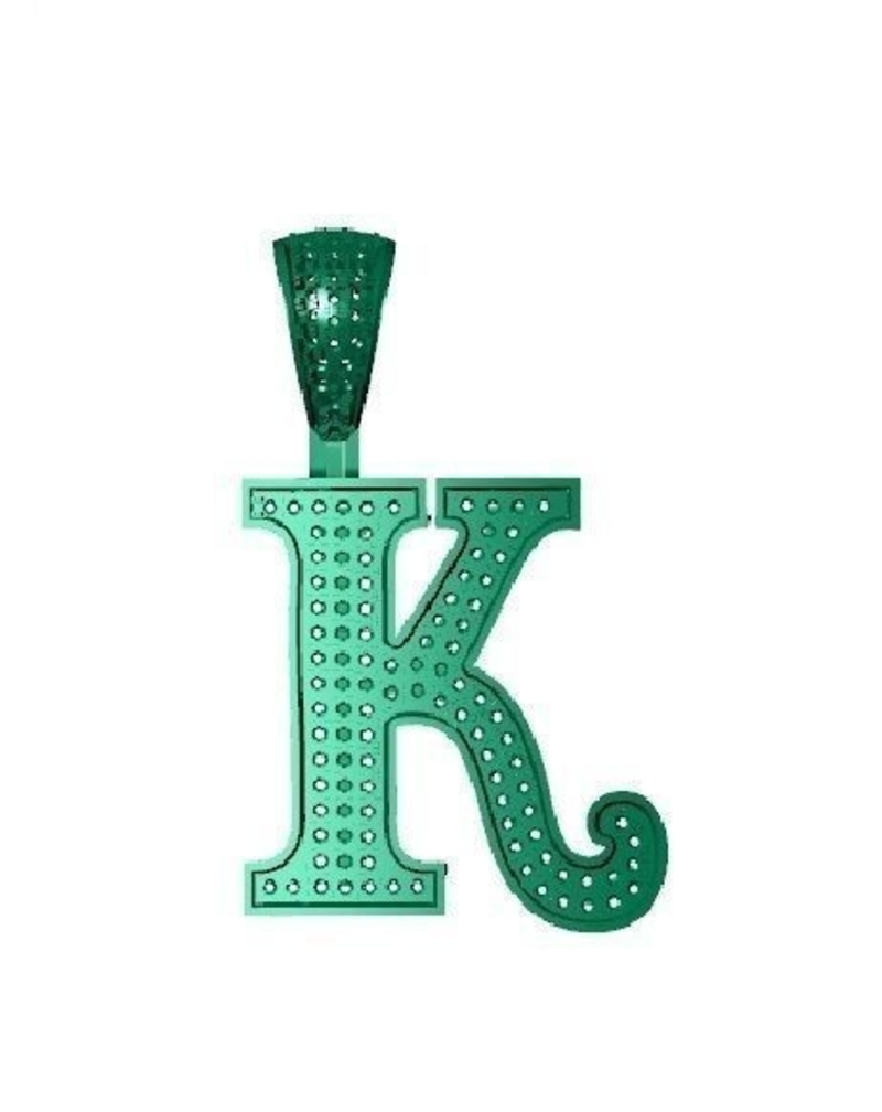 K ALPHABETS  PENDANT  WITH ROUND DIAMMOND