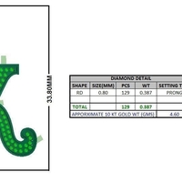 K ALPHABETS  PENDANT  WITH ROUND DIAMMOND - Thumbnail 6