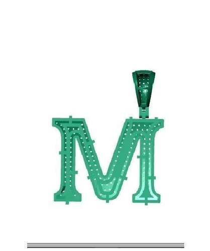 M ALPHABET PENDANT WITH ROUND DIAMOND 3D Print 524830