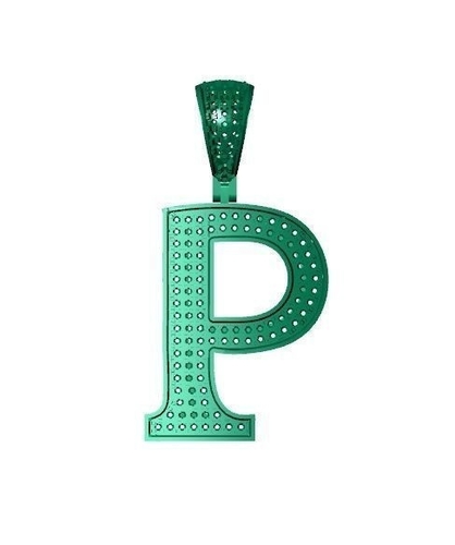 P ALPHABET PENDANT WITH ROUND DIAMOND 3D Print 524838