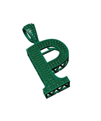 P ALPHABET PENDANT WITH ROUND DIAMOND 3D Print 524840