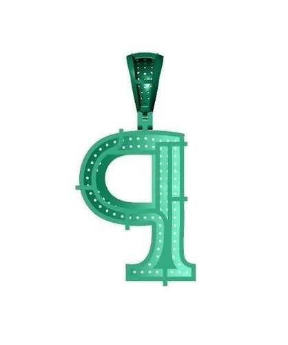 P ALPHABET PENDANT WITH ROUND DIAMOND 3D Print 524842