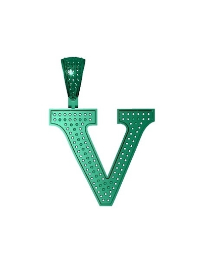 V ALPHABET PENDANT WITH ROUND 3D Print 524919