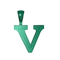 Small V ALPHABET PENDANT WITH ROUND 3D Printing 524919