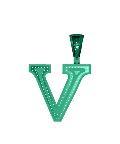 V ALPHABET PENDANT WITH ROUND 3D Print 524923