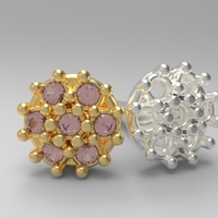 flower earing- 1mm stones - Thumbnail 2